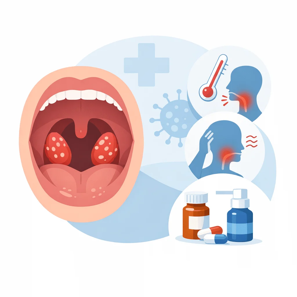 Amygdalite avec gorge inflammée et amygdales rouges, ses causes et ses traitements