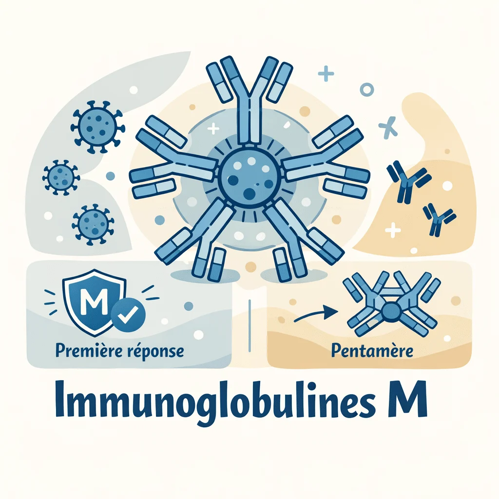 IgM, immunoglobulines M, dans le sang avec l'interprétation d'un taux élevé ou bas