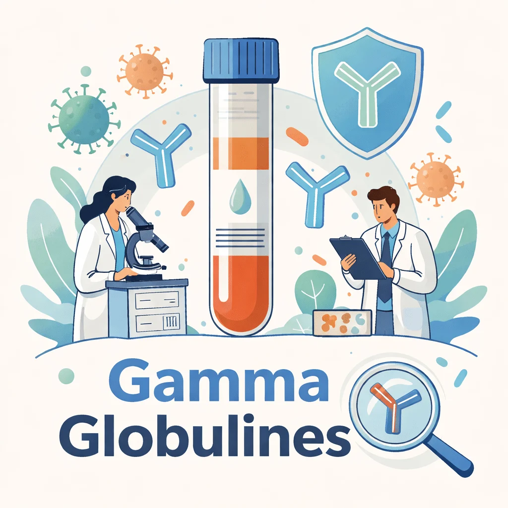 Gamma globulines dans le sang avec l'interprétation d'un taux élevé ou bas