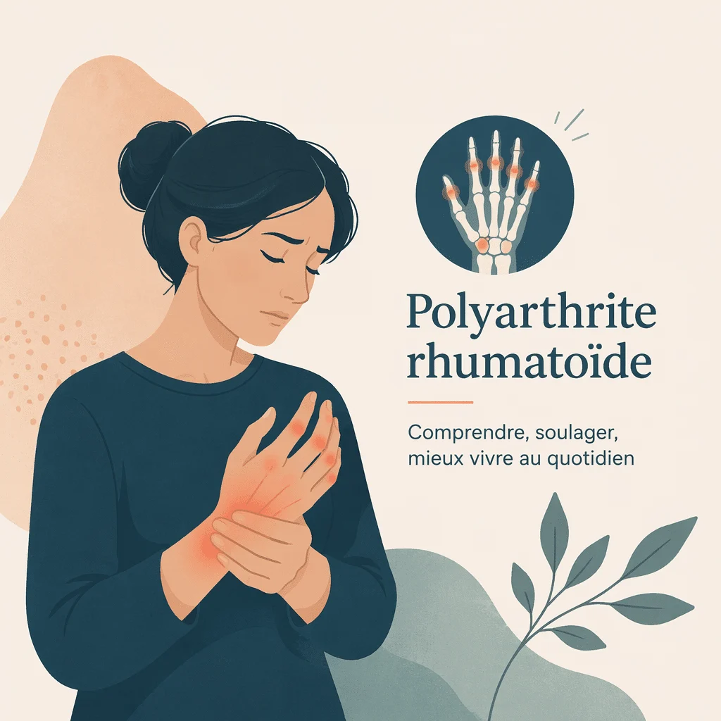 Mains touchées par une polyarthrite rhumatoïde avec articulations des doigts gonflées et symétriques