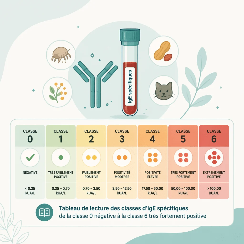 Résultat d'IgE en allergie : les classes de sensibilisation de 0 à 6