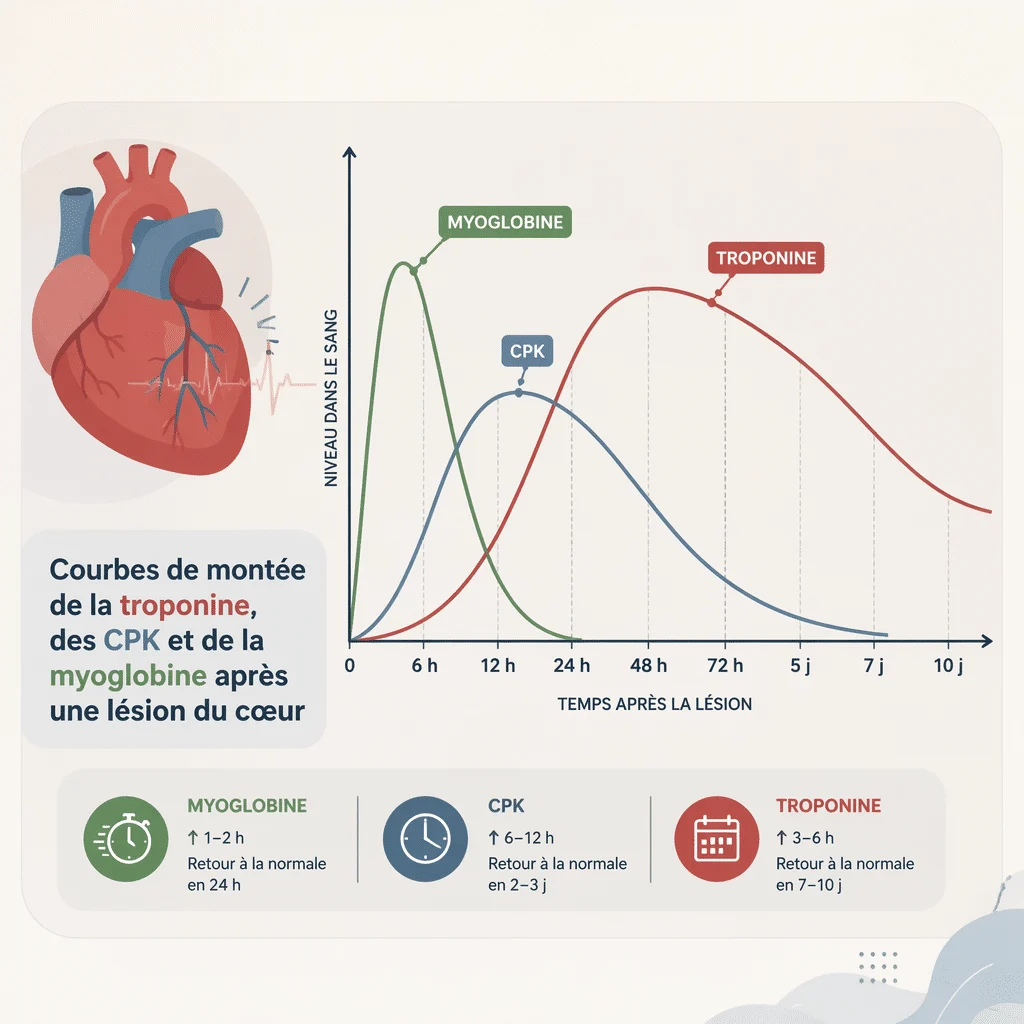 Marqueurs d'un bilan cardiaque : troponine, BNP, CPK et myoglobine