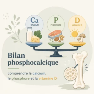 Bilan phosphocalcique mesurant calcium, phosphore et vitamine D dans le sang pour la santé osseuse