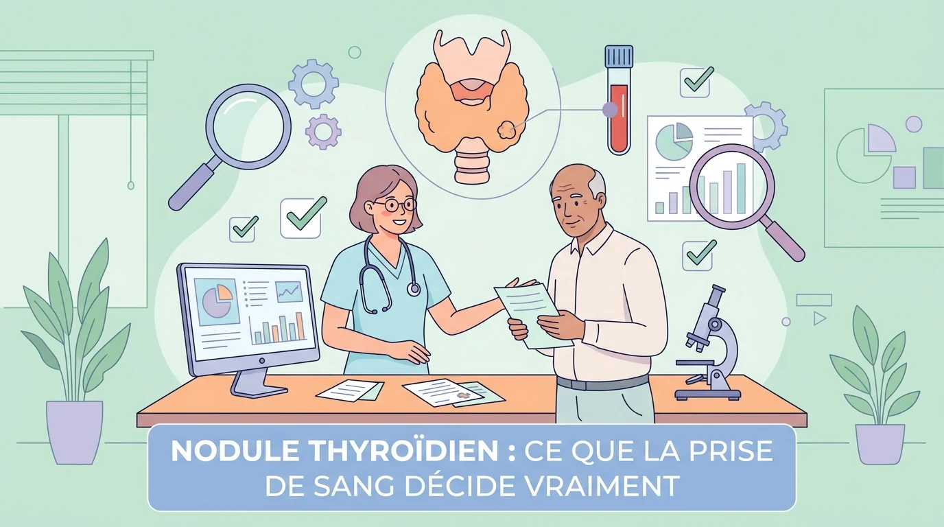 Compte rendu de prise de sang avec dosage de TSH posé à côté d'une échographie de nodule thyroïdien
