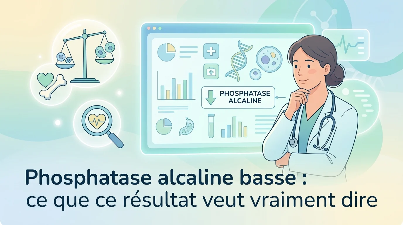 Compte rendu de prise de sang montrant une phosphatase alcaline basse