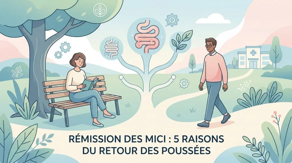 Pot de recueil de selles et tube de sang pour le suivi d'une rémission MICI et de l'inflammation intestinale