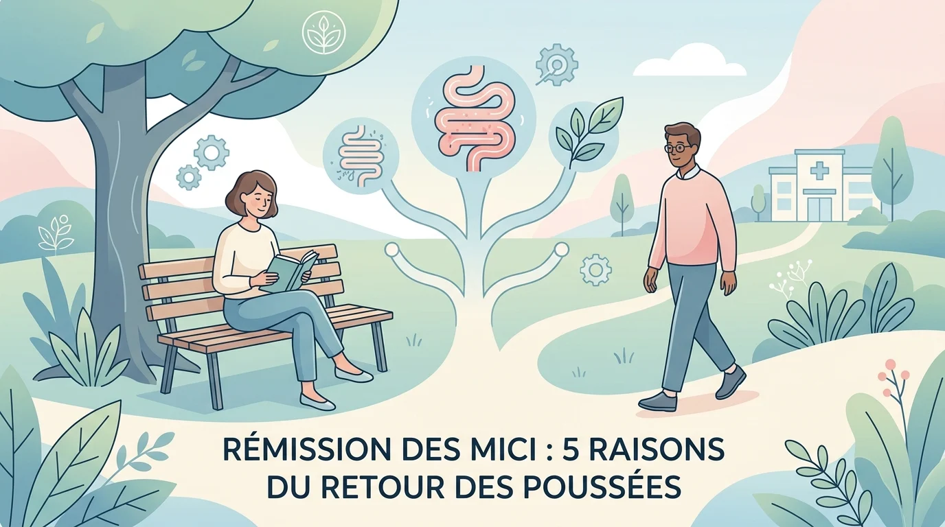 Pot de recueil de selles et tube de sang pour le suivi d'une rémission MICI et de l'inflammation intestinale