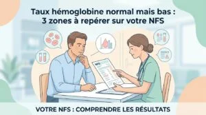 Taux hémoglobine normal mais bas repéré sur un compte rendu de NFS à côté du seuil d'anémie de l'OMS