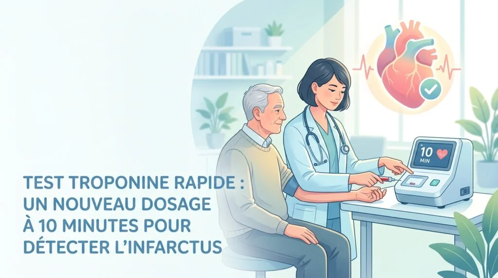 Infirmier des urgences consultant un résultat de test troponine rapide sur tablette