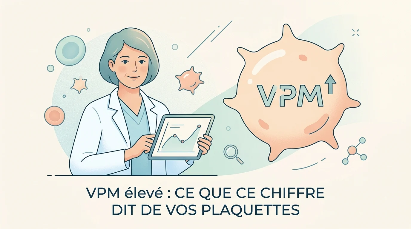 Numération formule sanguine montrant un VPM élevé à côté du nombre de plaquettes