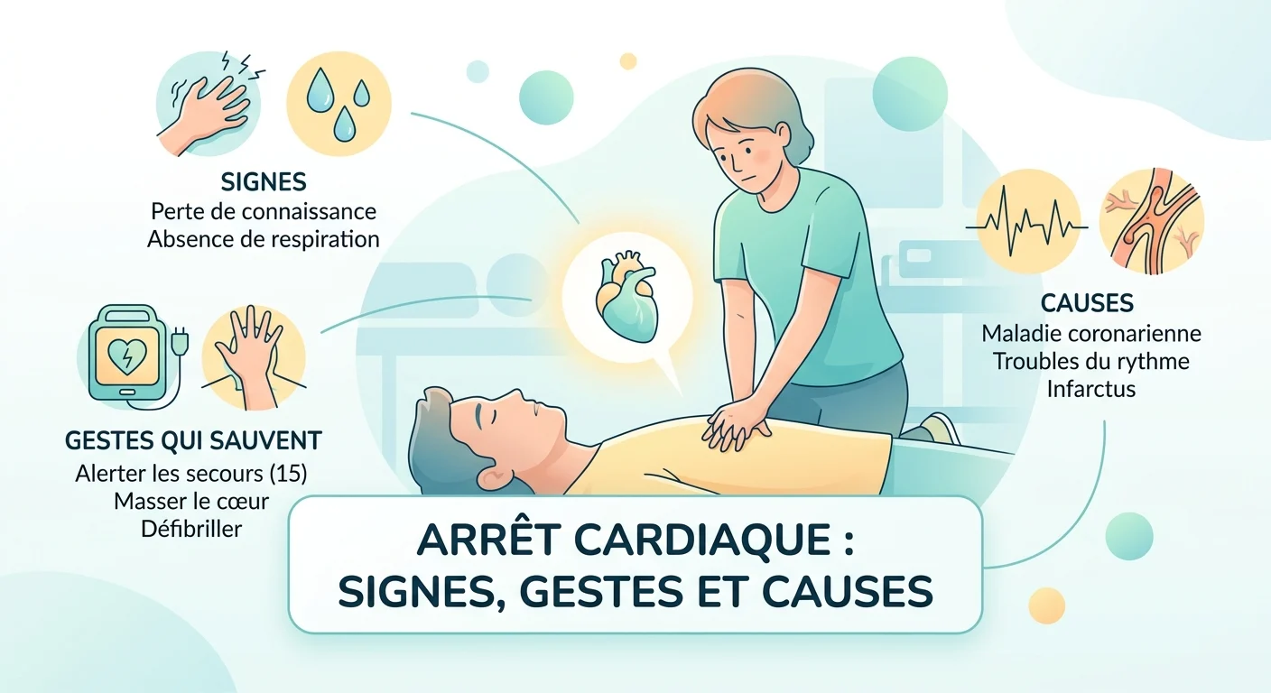 Arrêt cardiaque : massage cardiaque pratiqué par un témoin en attendant les secours