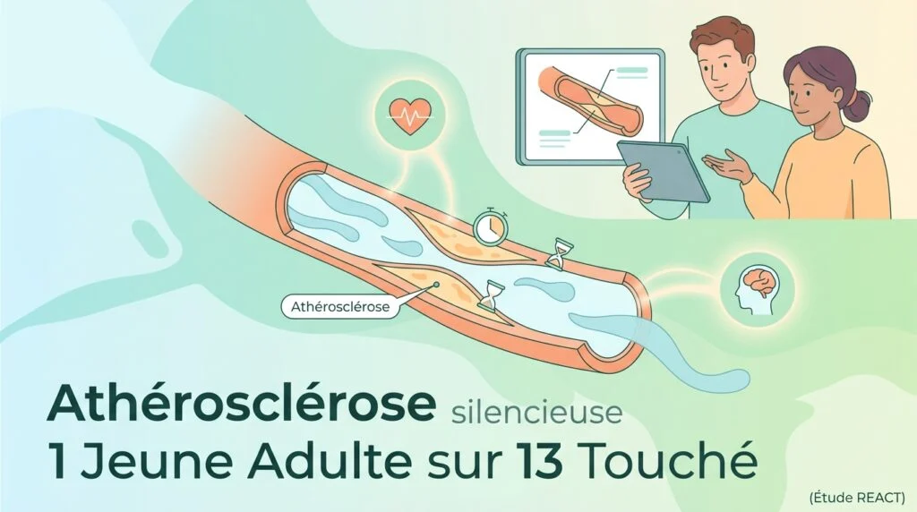 Coupe d'artère illustrant une athérosclérose silencieuse avec plaque chez un jeune adulte