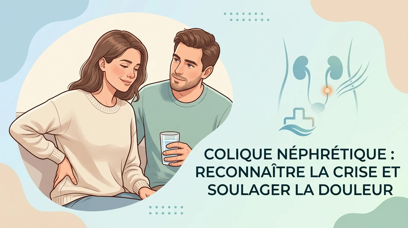 Homme se tenant le bas du dos pendant une crise de colique néphrétique