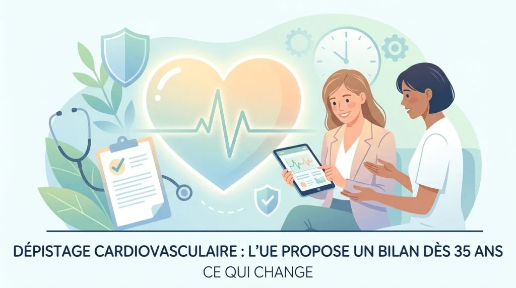 Dépistage cardiovasculaire en Europe : un médecin mesure la tension lors d'un bilan de santé du cœur