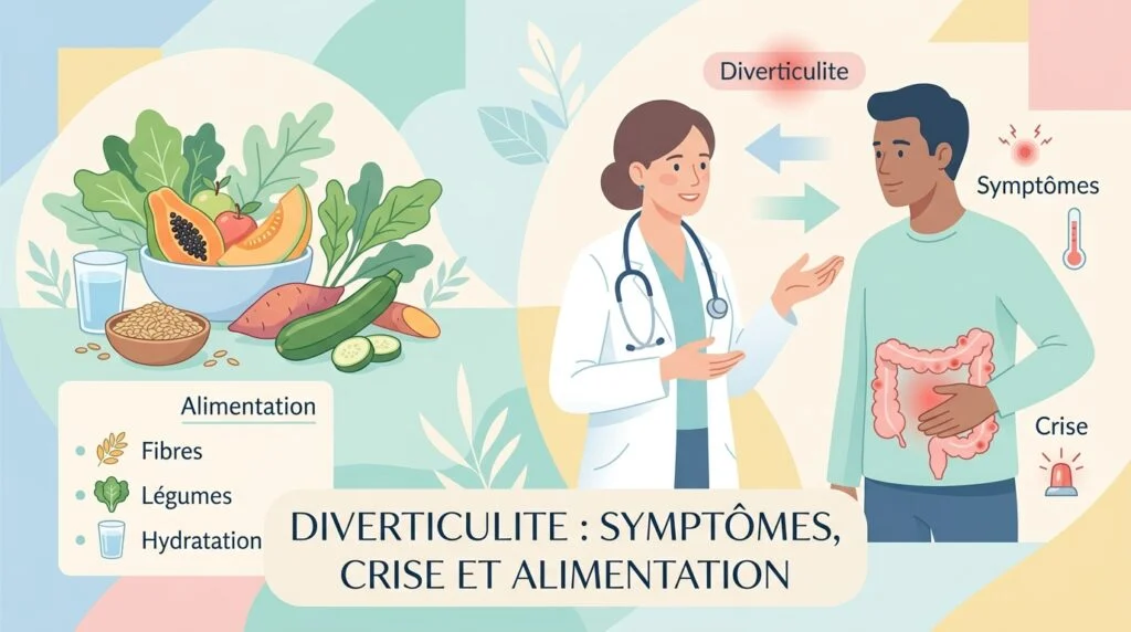 Diverticulite : douleur du bas-ventre à gauche lors d'une crise et alimentation adaptée