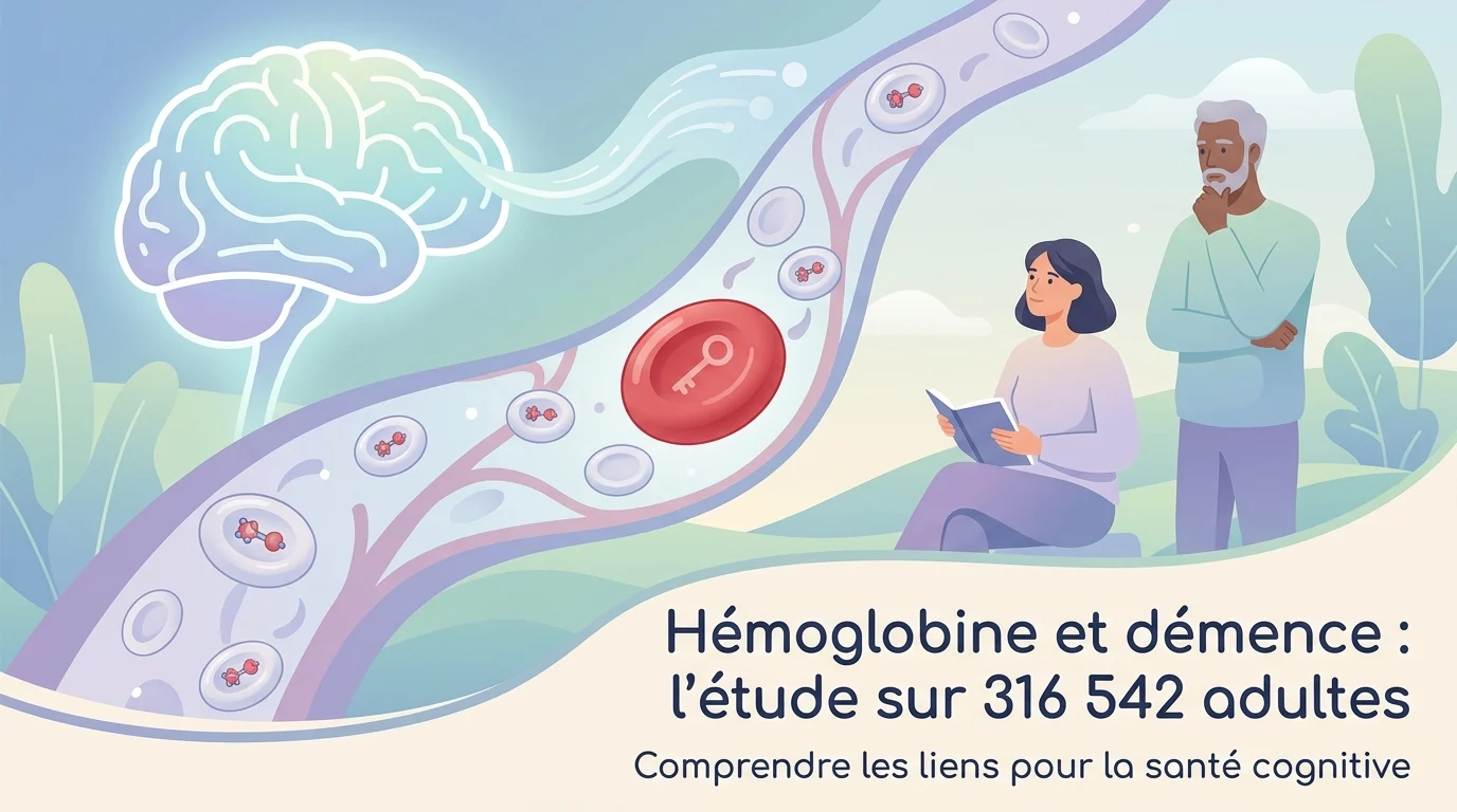 Globules rouges et silhouette de cerveau illustrant le lien entre hémoglobine et démence
