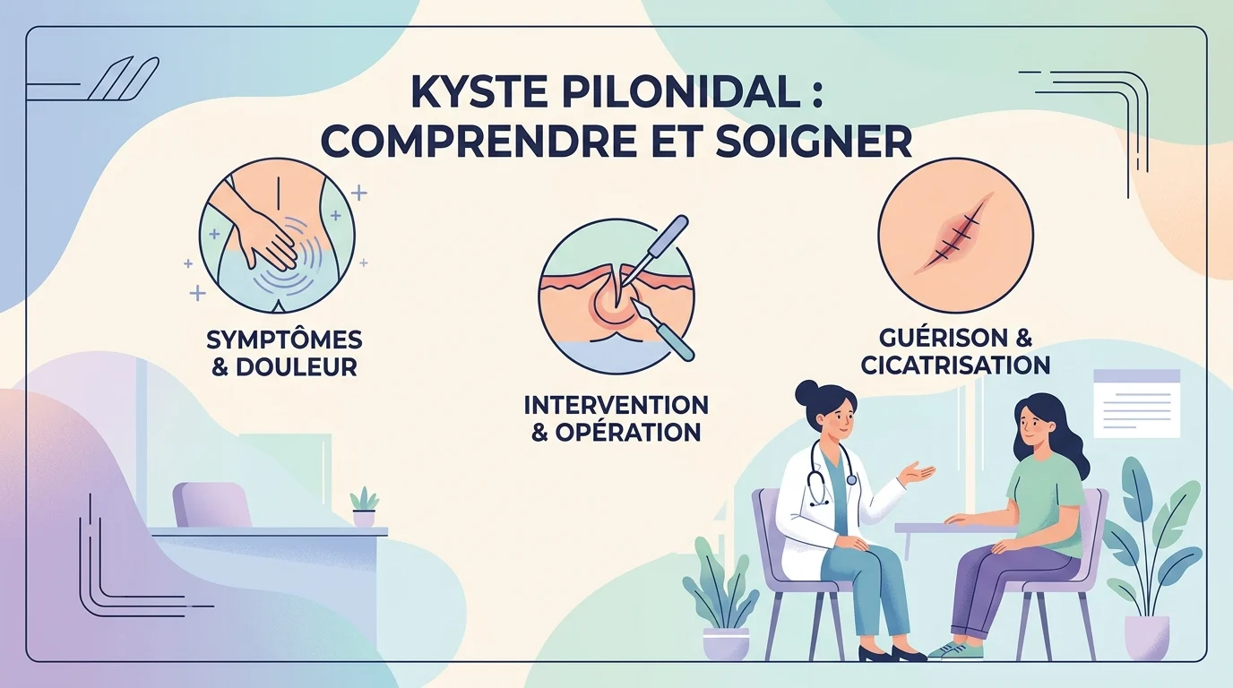 Chirurgien expliquant à un jeune patient le traitement d'un kyste pilonidal