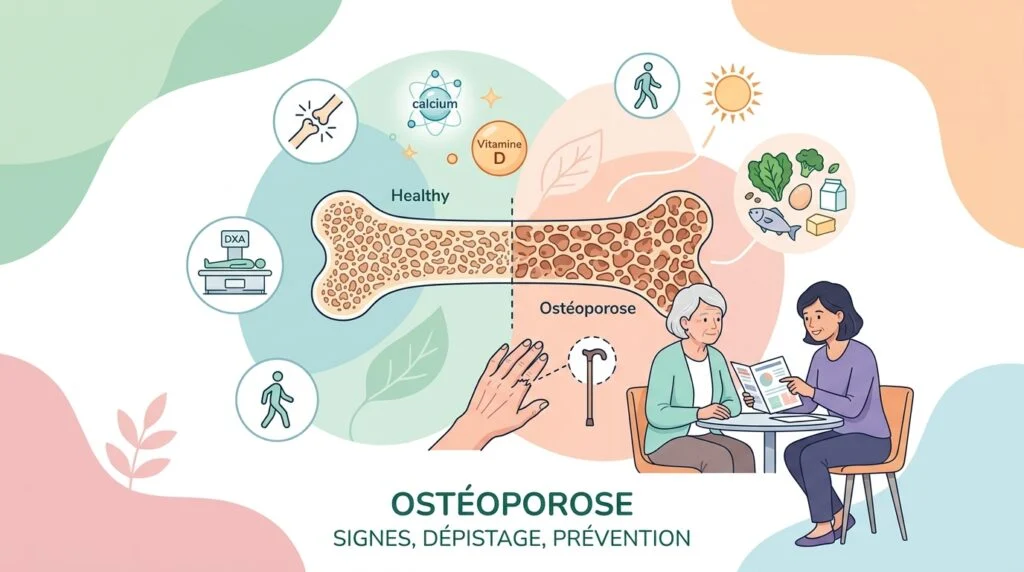 Ostéoporose : signes, dépistage par ostéodensitométrie et prévention