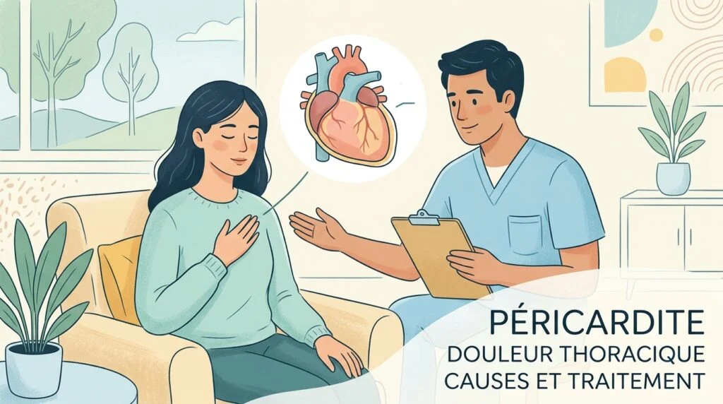 Péricardite : douleur thoracique soulagée en se penchant en avant