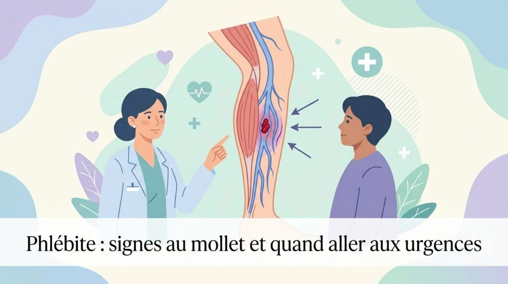 Mollet gonflé et rougi évoquant une phlébite, examiné par un médecin