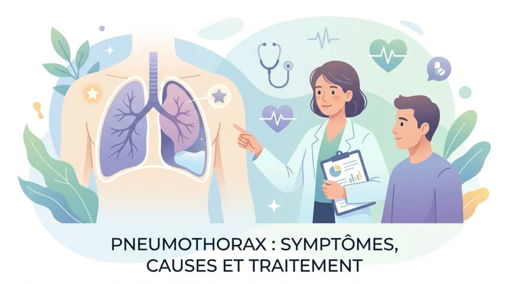 Pneumothorax : illustration d'un poumon décollé de la paroi du thorax